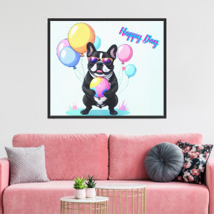 Toile Joyeux jour de Bulldog français Bulldog français
