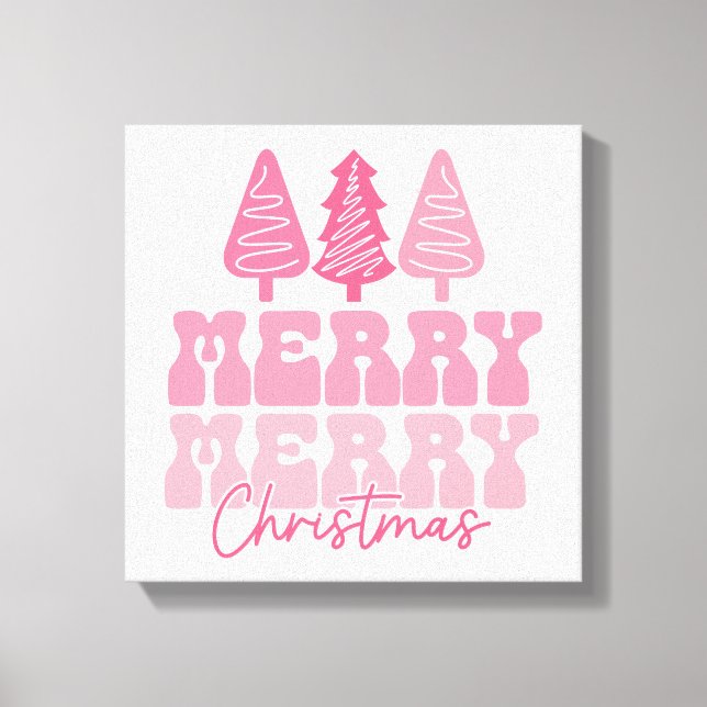 Toile Joyeux Joyeux Noël - Conception des Fêtes Rose (Recto)