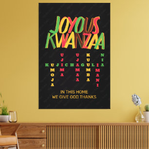 Toile Joyeux KWANZAA Principes mot-clé