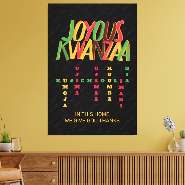 Toile Joyeux KWANZAA Principes mot-clé (Insitu(Salon))