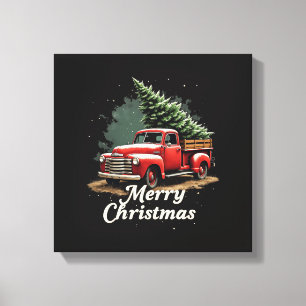 Toile Joyeux Noël Camion de Noël Vintage