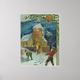 Toile Joyeux Noël - Carte postale vintage de bataille de