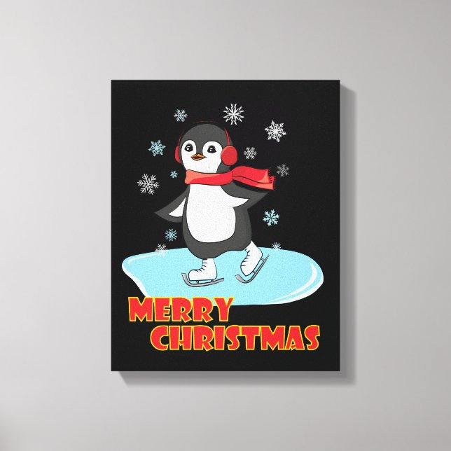 Toile Joyeux Noël mignonne Penguin d'hiver (Recto)