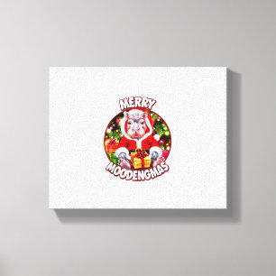 Toile Joyeux Noël Moo Deng Bébé Hippopotame Merry Mooden
