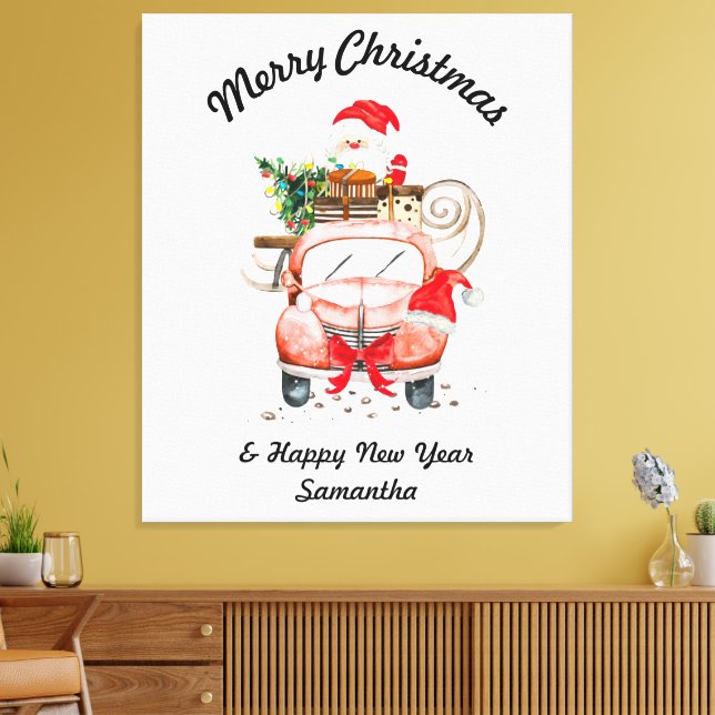 Toile Joyeux Noël Santa aquarelle (Insitu(Salon))
