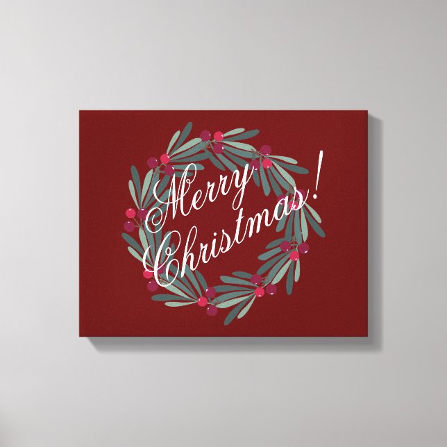 Toile Joyeux Noël Script Joli Festif Rouge (Recto)