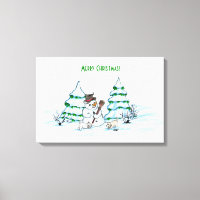 Joyeux Noël ! Snowman avec chat et chiot