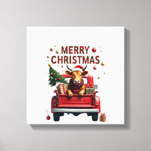 Toile Joyeux Noël Vache des Highlands Écossais Noël Ferm
