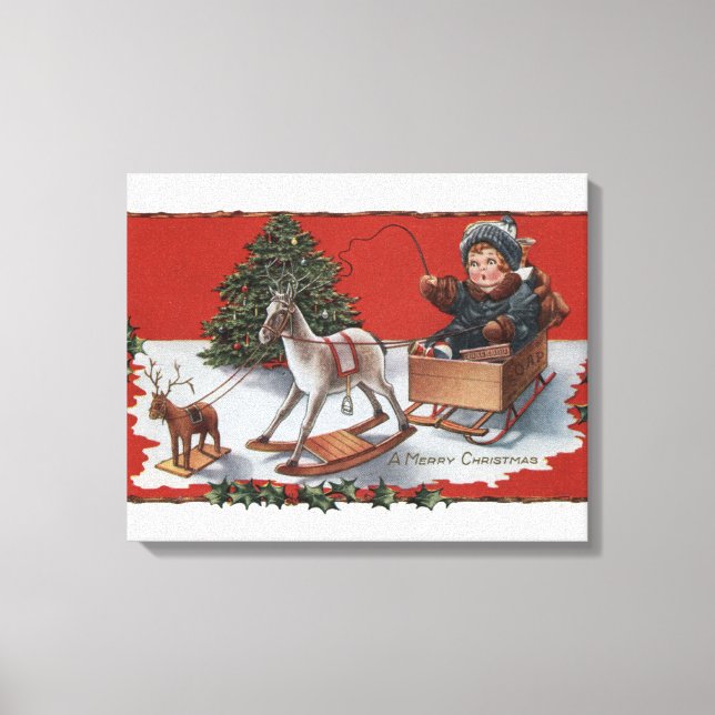 Toile Joyeux NoëlKid dans une motoneige à savon (Recto)
