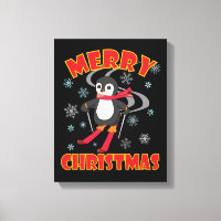 Joyeux pingouin de ski de Noël
