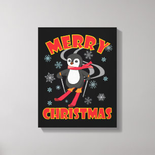 Toile Joyeux pingouin de ski de Noël