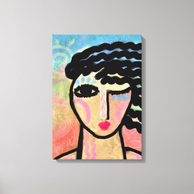 Toile Joyeux portrait numérique Abstrait d'une femme (Recto)