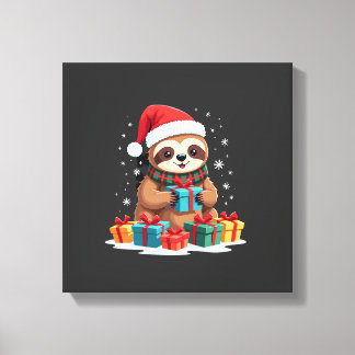 Toile Joyeux Sloth Noël mignon sloth de Noël chapeau de