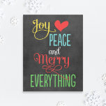 Toile Joyeux Tout Noir Chalkboard Coloré Vacances<br><div class="desc">Toile de vacances colorée et moderne design d'art avec la phrase "Joy,  Love,  Peace and Merry Everything" en couleurs audacieuses et type moderne sur un arrière - plan de style tableau noir.</div>