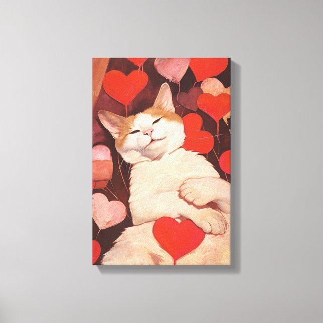 Toile Joyeux Valentines Chat (Recto)