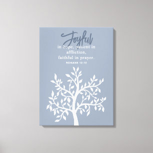 Toile Joyeux Verse de la Bible Bleue et arbre simple