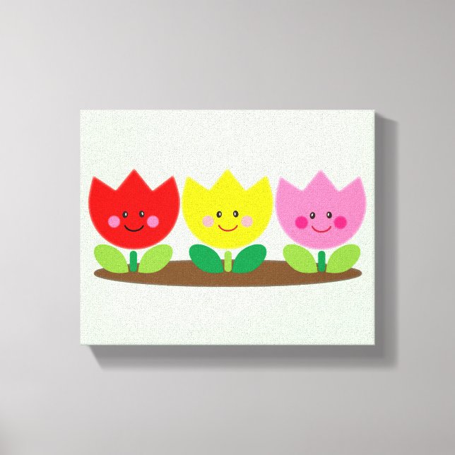 Toile Joyeux visage Tulip Fleurs Jardin art (Recto)