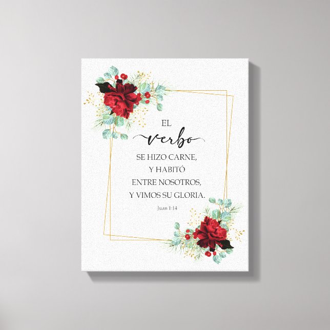 Toile Juan 1 14, Spanish bible verse (Recto)