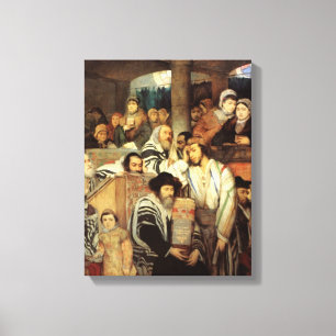 Toile Juifs priant dans la synagogue sur Yom Kippour