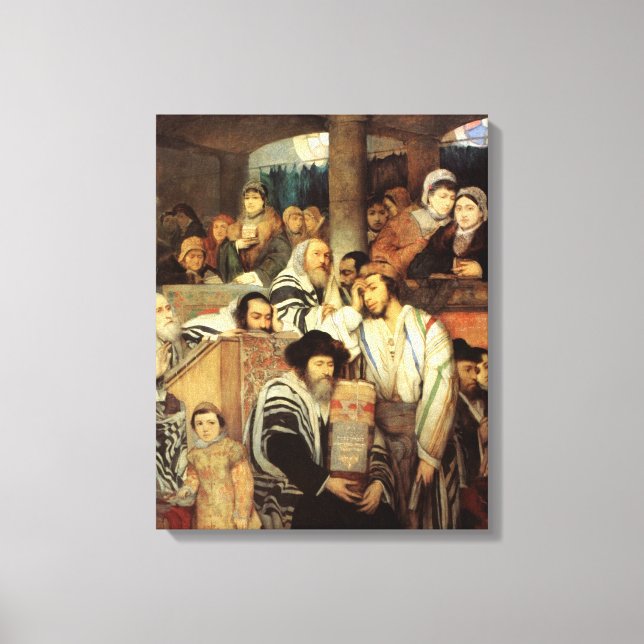 Toile Juifs priant dans la synagogue sur Yom Kippour (Recto)