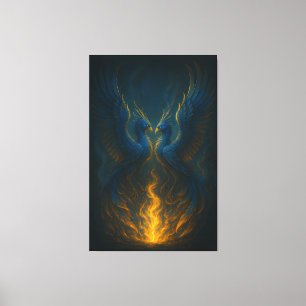 Toile Jumeaux du Phénix à Flamme Bleue – Oiseau Mythique