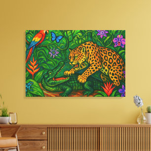 Toile "Jungle Rivals" - Portrait coloré de la faune