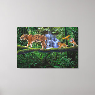 TOILE JUNGLE TIGER ET SES CUBS