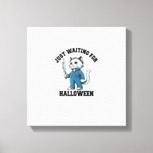 Toile Juste en attente d'Halloween, chat drôle d'horreur