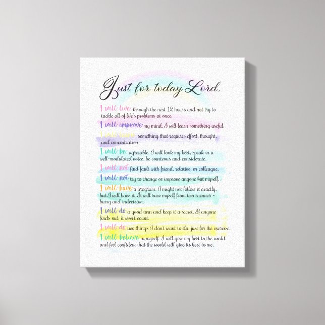 Toile Juste pour aujourd'hui, Seigneur (Recto)