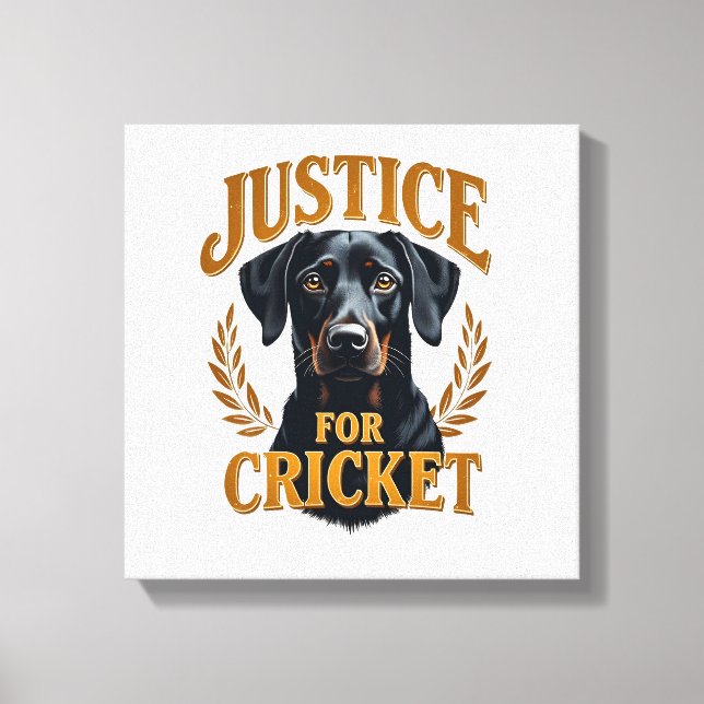 Toile Justice pour Cricket Typographie Mémorial de Chien (Recto)