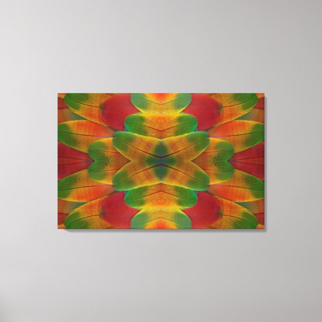 Toile kaléidoscope de plumes de perroquet ara (Recto)