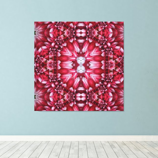 Toile Kaleidoscopic Crimson Dahlia (Insitu (Plancher de Bois))