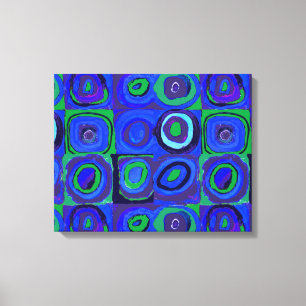 Toile Kandinsky Farbstudie Carrés Bleus Cercle Carré