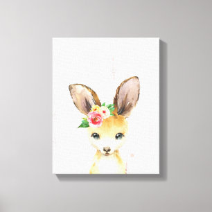 Toile Kangourou Australien Bébé Fleurs Aquarelle Animaux