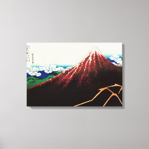 Toile Katsushika Hokusai - Éclairs sous le sommet