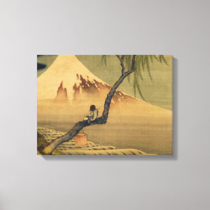 Toile Katsushika Hokusai Garçon regardant le Mont Fuji