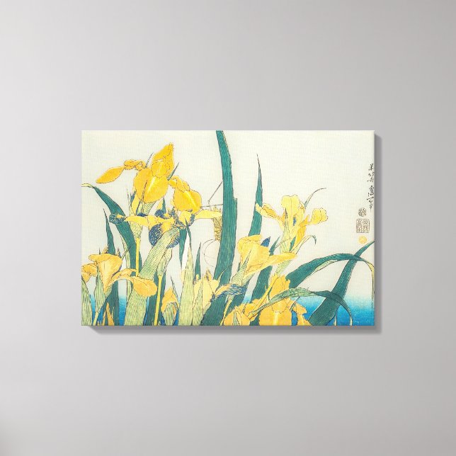 Toile Katsushika Hokusai - Sauterelle et Iris (Recto)