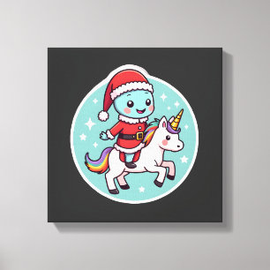 Toile Kawaii Axolotl Licorne Xmas Santa Joyeux Noël
