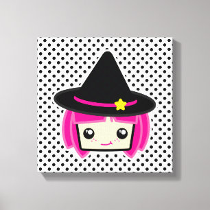 Toile Kawaii rose Haired Witch enveloppée