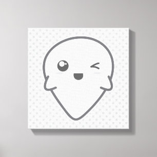 Toile Kawaii Winking Ghost Wrapped Canvas
