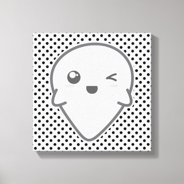 Toile Kawaii Winking Ghost Wrapped Canvas (Recto)