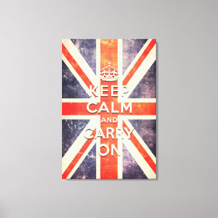 Toile keep calm and carry on vintage Union Jack flag
