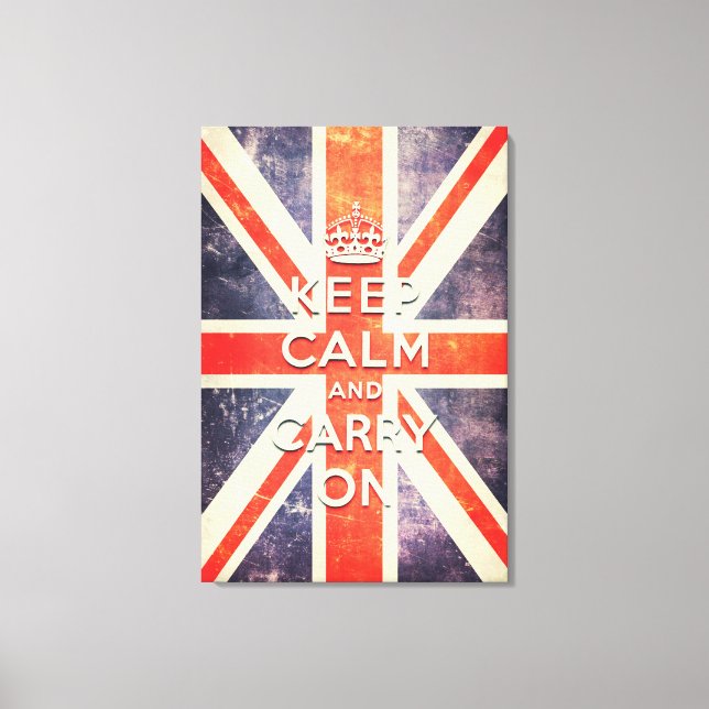 Toile keep calm and carry on vintage Union Jack flag (Recto)