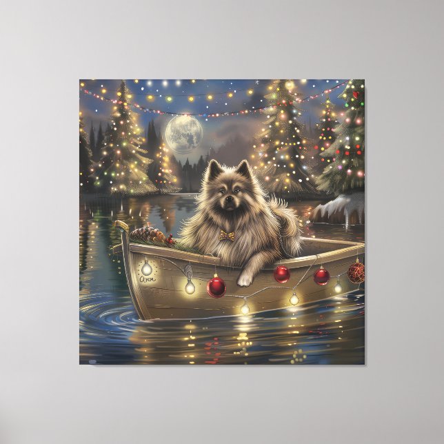 Toile Keeshond Noël Festive Voyage (Recto)