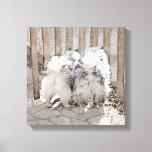 Toile Keeshonds at the Gate Painting - Original Dog Art