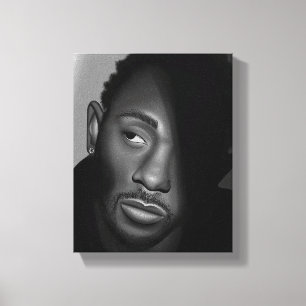 Toile Kendrick Lamar   Peinture de portrait en noir et b