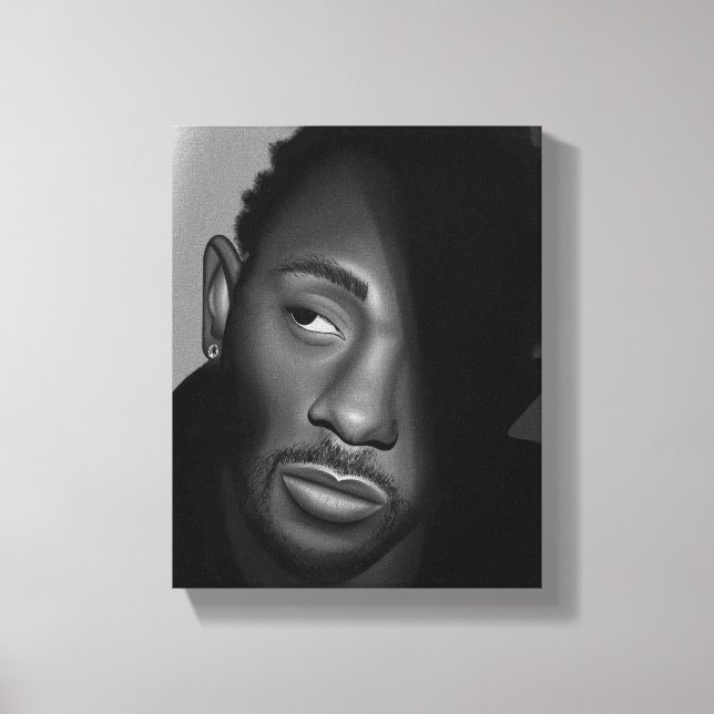 Toile Kendrick Lamar | Peinture de portrait noir et blan (Recto)