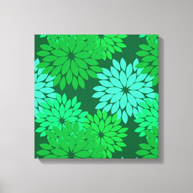 Toile Kimono floral moderne Imprimer, Emerald et Jade Gr (Recto)