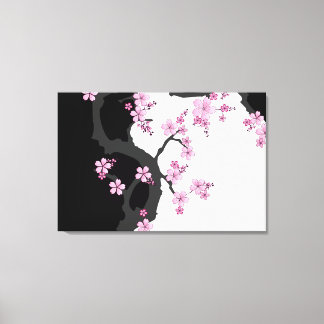Toile Kimono japonais Sakura noir et blanc