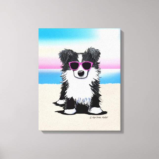 Toile KiniArt Frontière Collie Dog Beach (Recto)